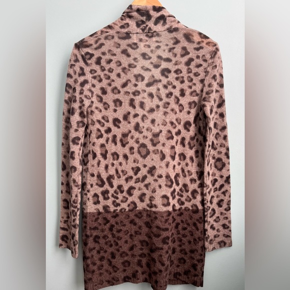 PLY Cashmere Animal Print Open Front Cardigan Size S - Picture 3 of 4